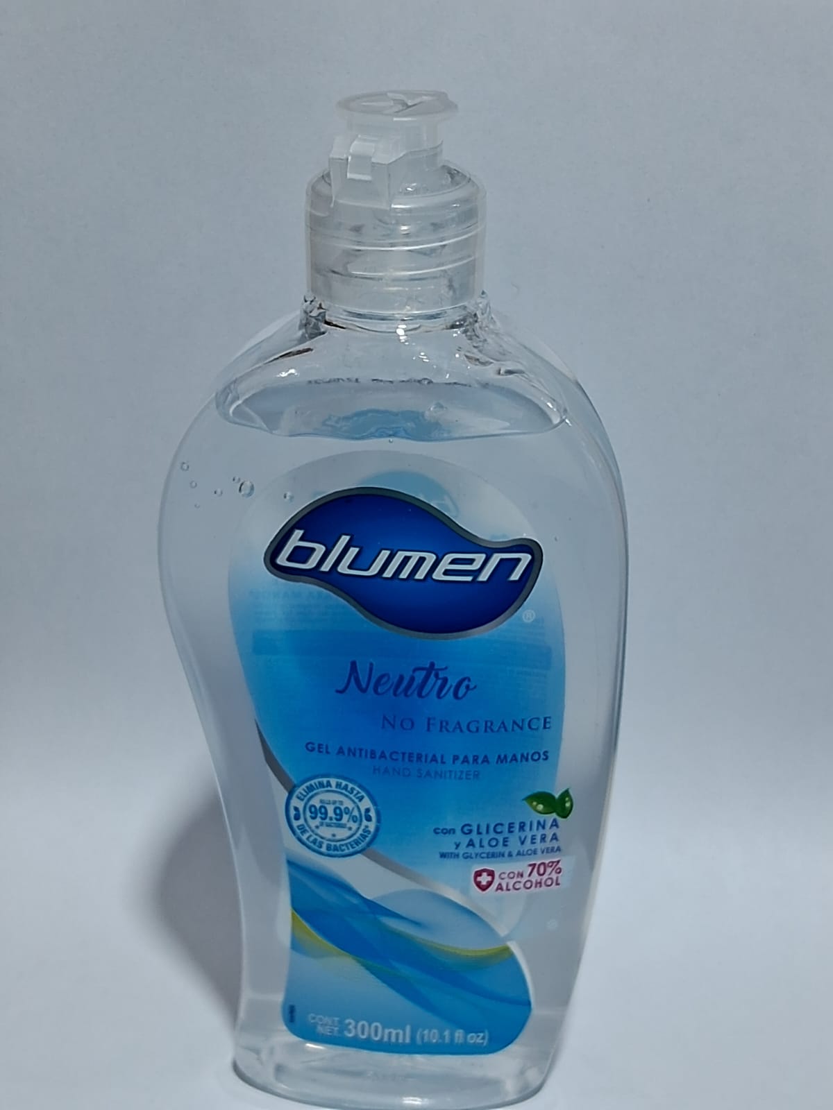 BLUMEN GEL ANTIBACTERIAL NEUTRO CON GLICERINA Y ALOE VERA 300ML