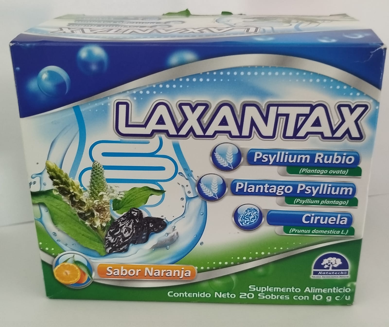 Laxantax Plantago Psyllium Sabor Naranja Sobres Distribuidora Disa